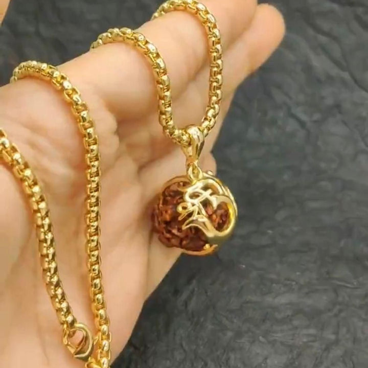 Om Rudraksha Pendant With Chain