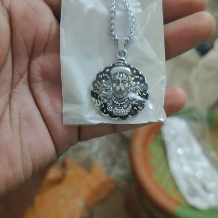 Hanuman Ji Pendant Oxodaised Silver Chain